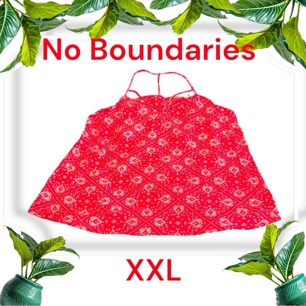 🪭 Keeping yourself COOL NO BOUNDARIES Red Bandana Print Tank Top Plus SZ 2XL EUC